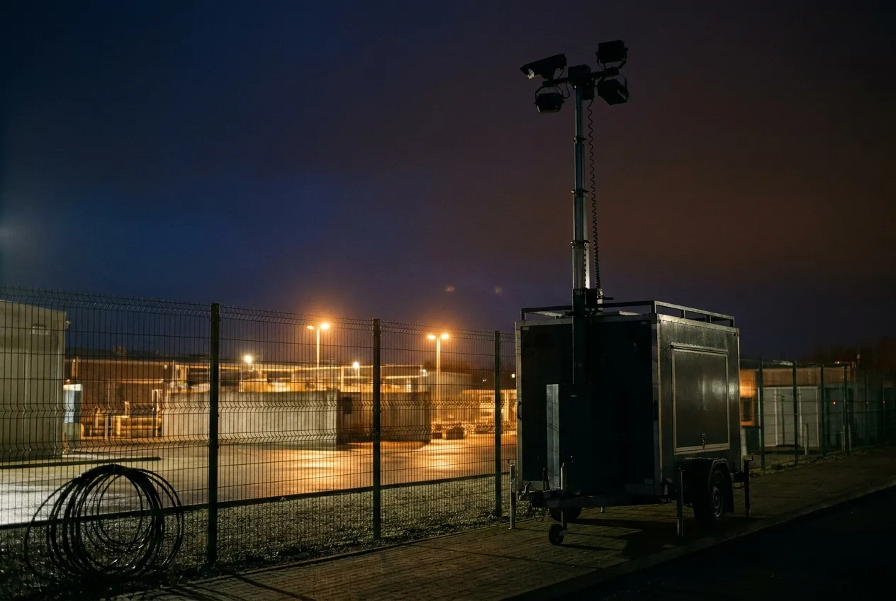 Mobile surveillance trailer on a remote site